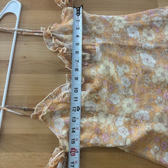 Le Lis Women’s Medium Orange Retro Floral Mini Off the shoulder dress summer - Picture 10 of 10